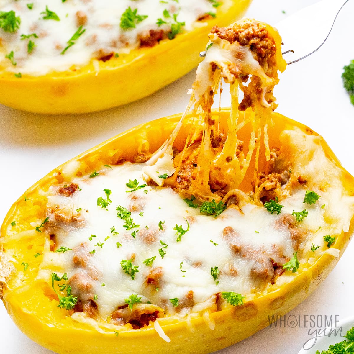 Low Carb Lasagna Stuffed Spaghetti Squash