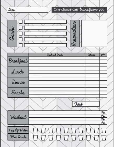 Printable Food Journal For Weight Loss